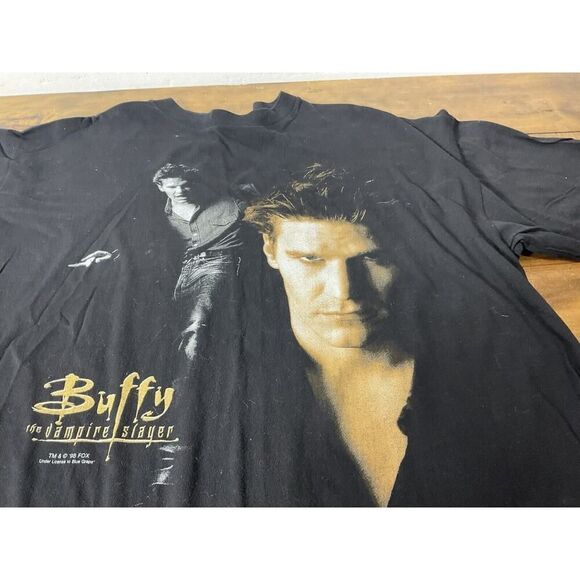 Vintage 90s 1998 Buffy The Vampire Slayer - Angel Retro Horror Movie Tee Sz L - Picture 3 of 10